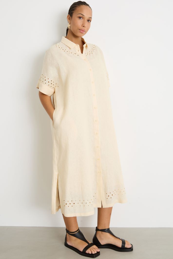 Openwork linen canvas shirt dress Intrend - 2