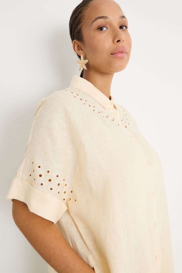 Openwork linen canvas shirt dress Intrend - 3