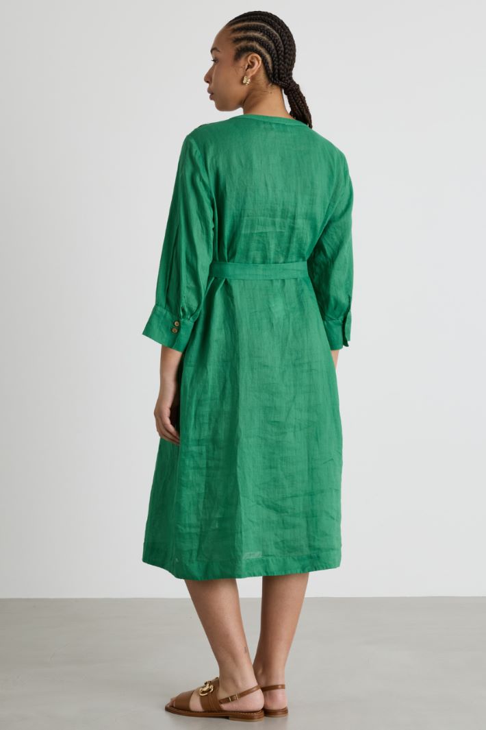 Ramie Shirt Dress with Slip Intrend - 4