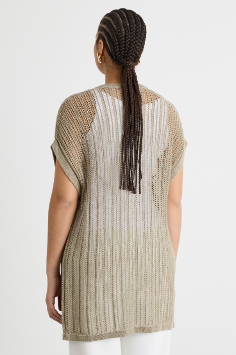 Cardigan lungo con punto traforato