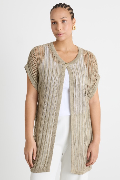 Cardigan lungo con punto traforato Intrend