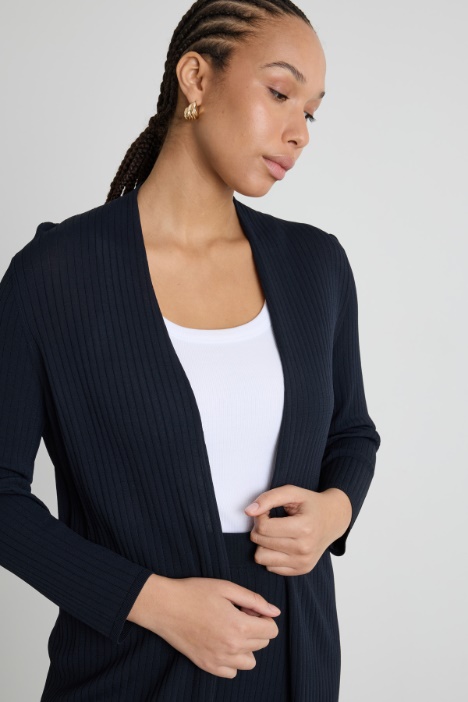 Cardigan open-front a coste