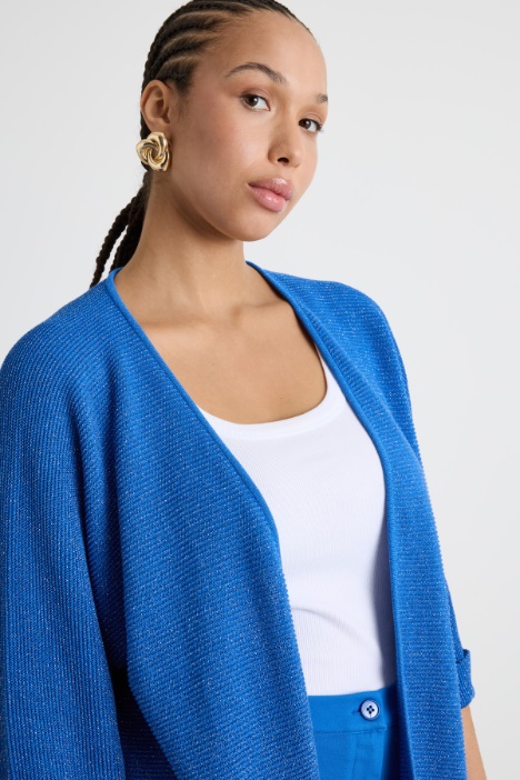 Cardigan cocoon in filato crepe