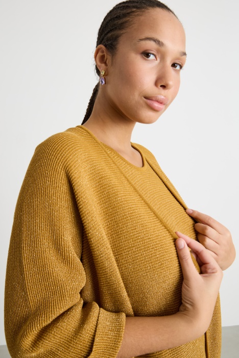 Cardigan cocoon in filato crepe