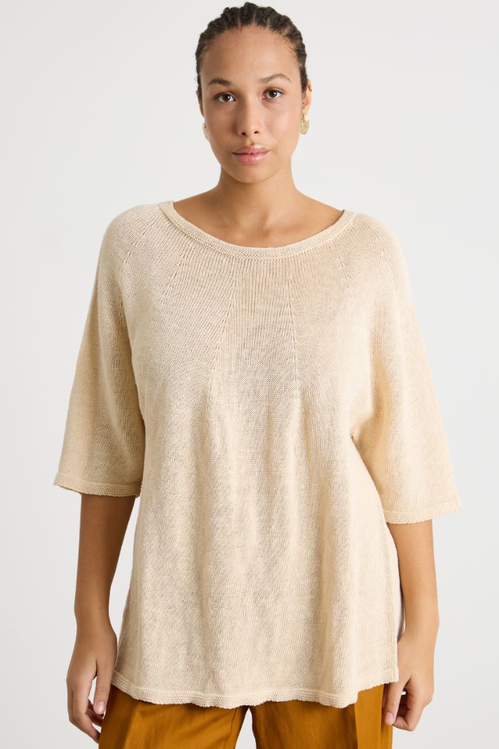 Wide boat-neck linen jumper Intrend - 2