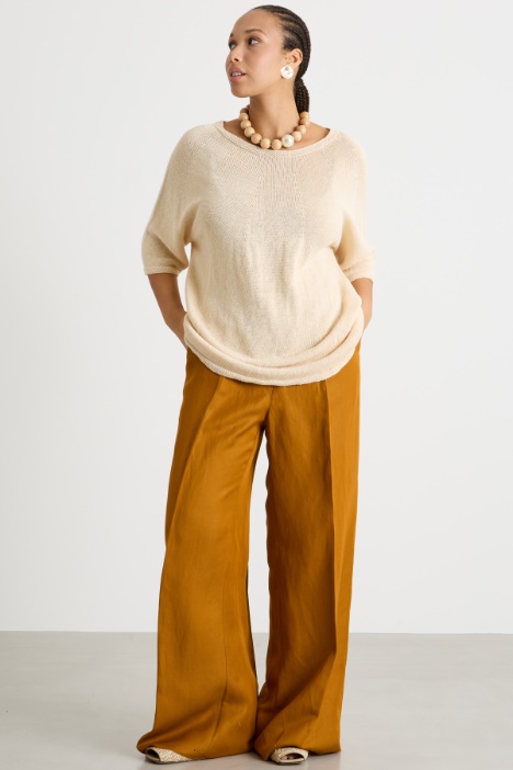 Wide boat-neck linen jumper Intrend