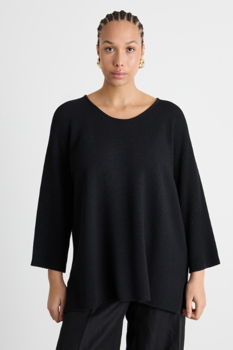 Crepe-Knit Cotton Jumper Intrend