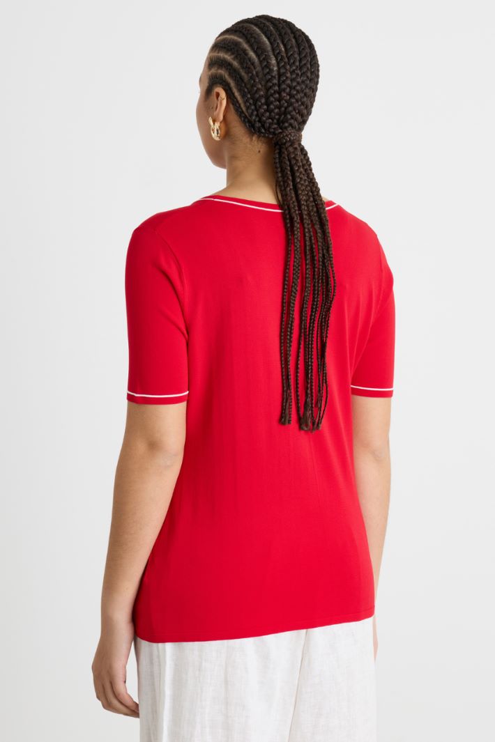 Semi-Fitted Short-Sleeved Knit Top Intrend - 4