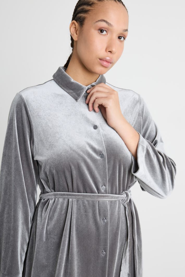 Velvet Jersey Shirt Dress Intrend - 3