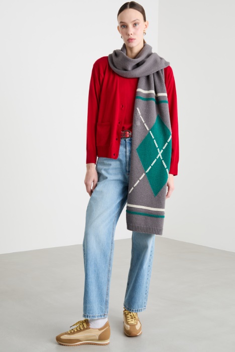 Maxi sciarpa con motivo Argyle