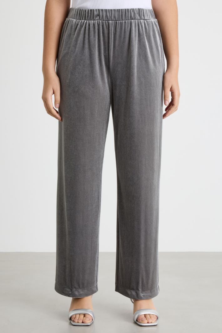Pantalone ampio in jersey di velluto fluido Intrend - 2