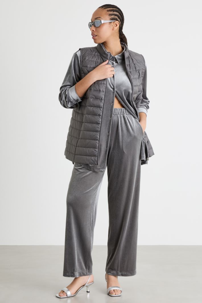 Pantalone ampio in jersey di velluto fluido Intrend