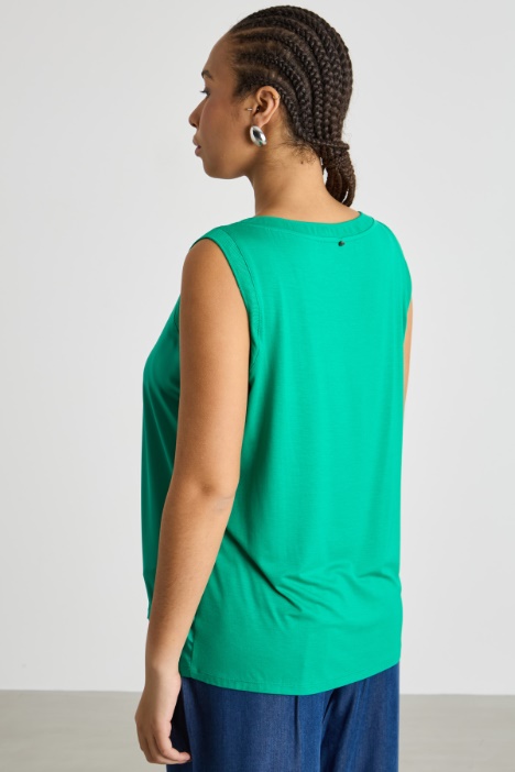 Top in jersey stretch e raso