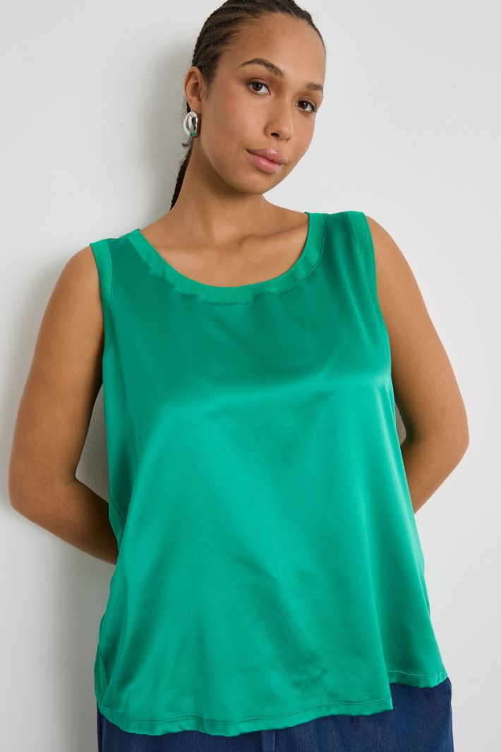 Stretch jersey and satin top Intrend - 2
