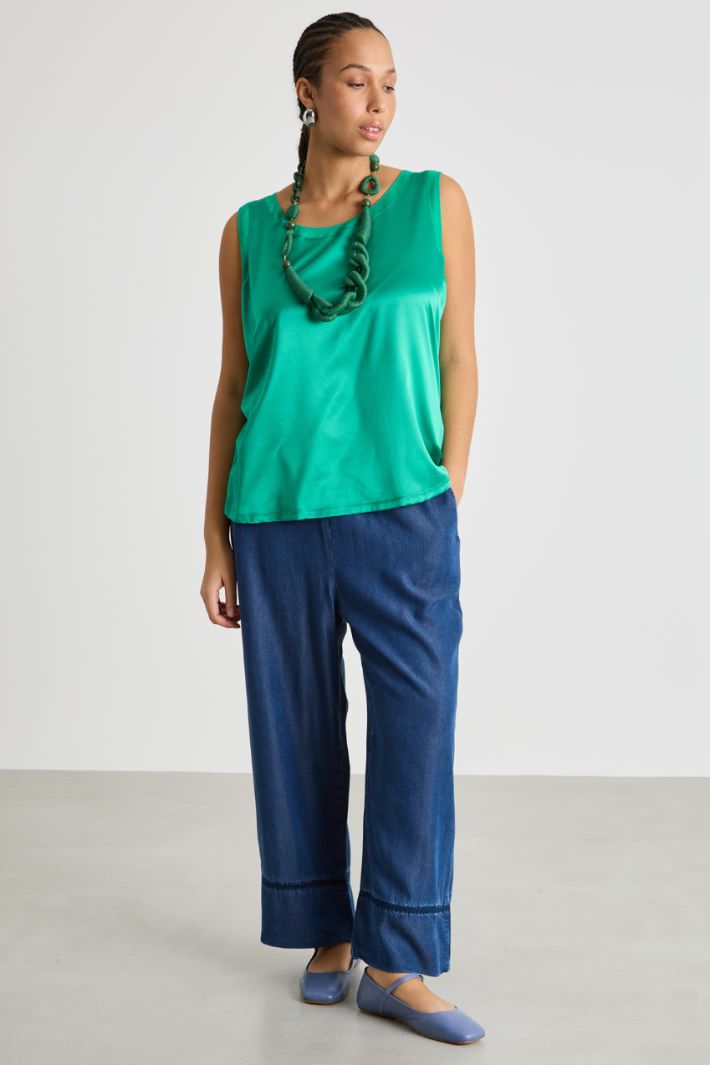 Stretch jersey and satin top Intrend