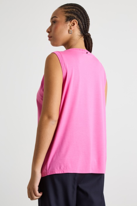 Top in jersey stretch e raso