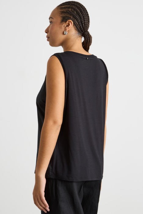 Top in jersey stretch e raso