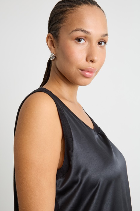 Top in jersey stretch e raso