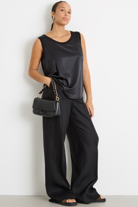 Stretch jersey and satin top Intrend