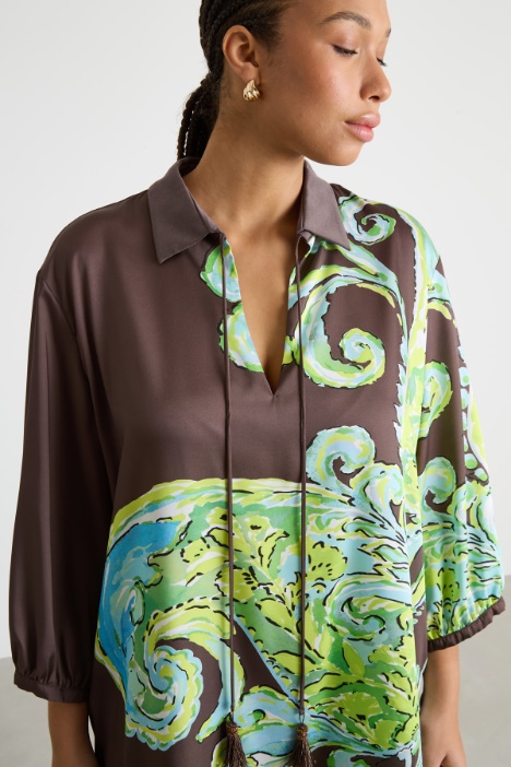 Polo bimateriale in twill e jersey