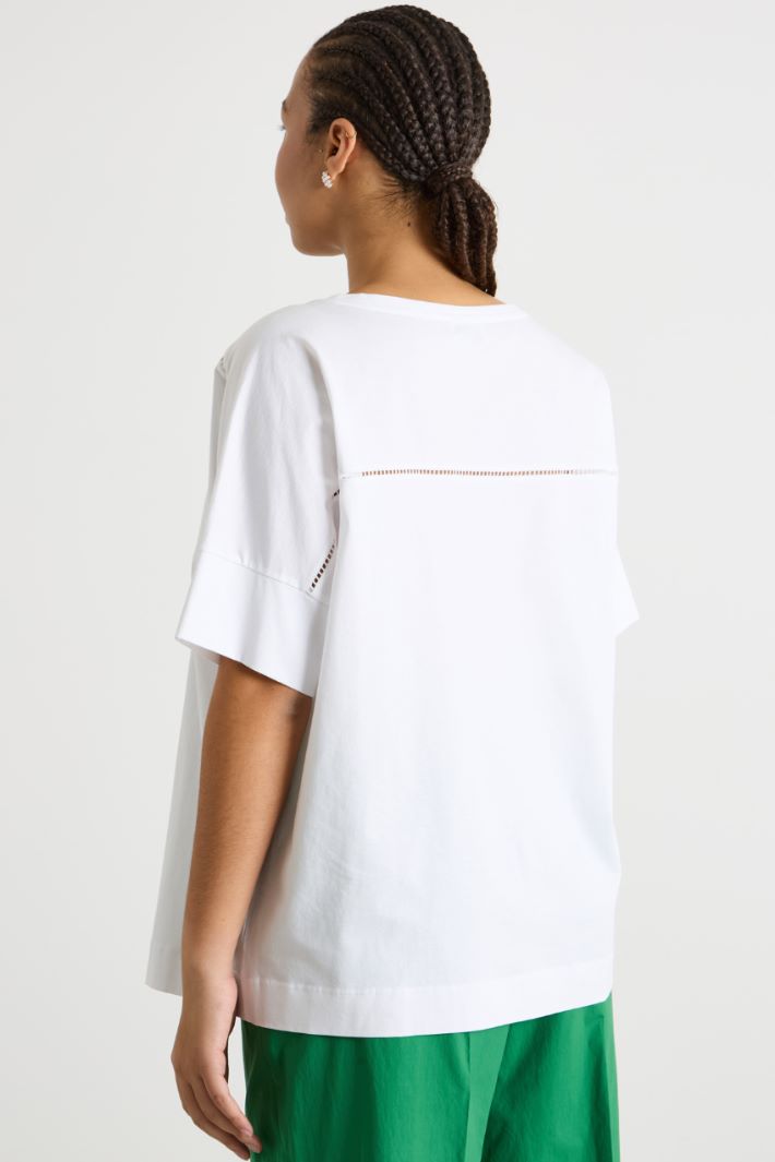 Lace-detail jersey T-shirt Intrend - 4