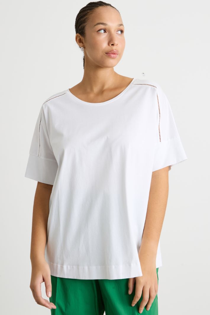 Lace-detail jersey T-shirt Intrend - 2