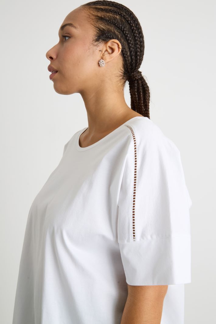 Lace-detail jersey T-shirt Intrend - 3