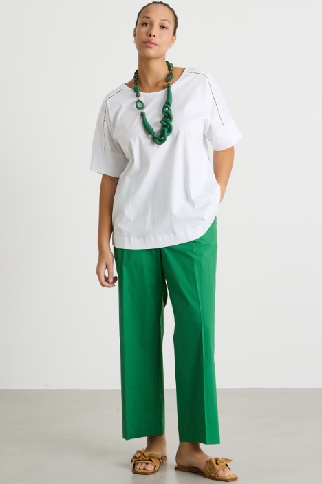 Lace-detail jersey T-shirt Intrend