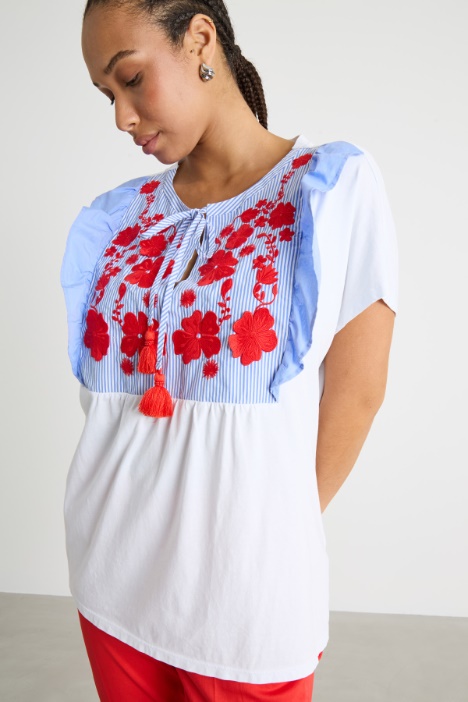 Embroidered jersey T-shirt Intrend