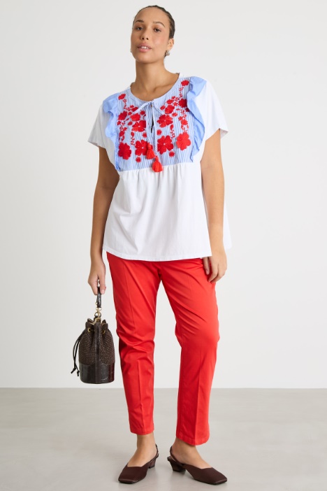 Embroidered jersey T-shirt Intrend