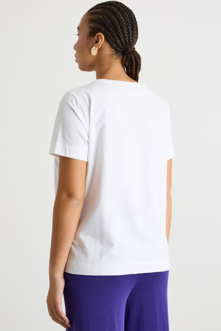 Jersey T-shirt with embroidery and print Intrend - 4