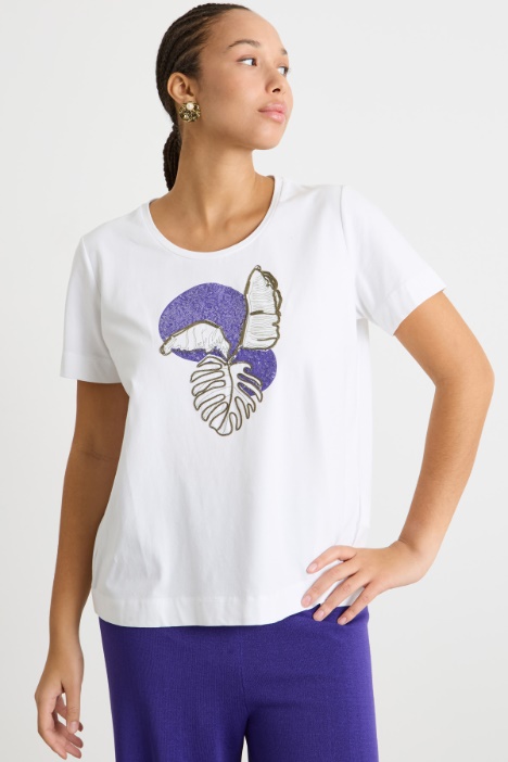 Jersey T-shirt with embroidery and print Intrend