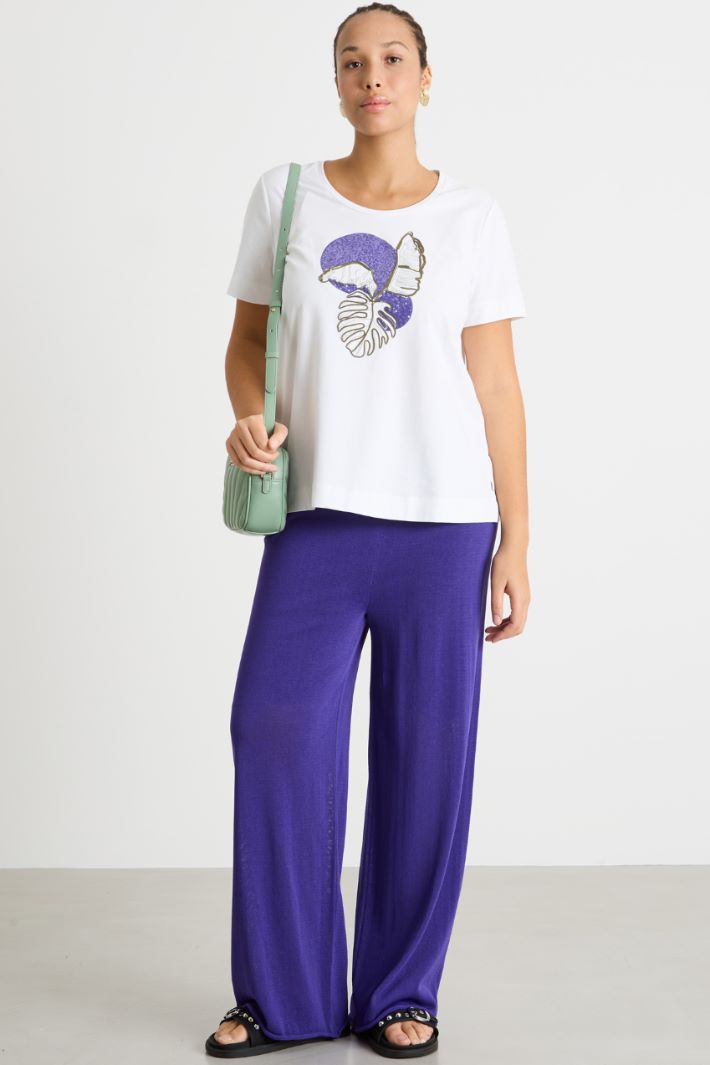 Jersey T-shirt with embroidery and print Intrend