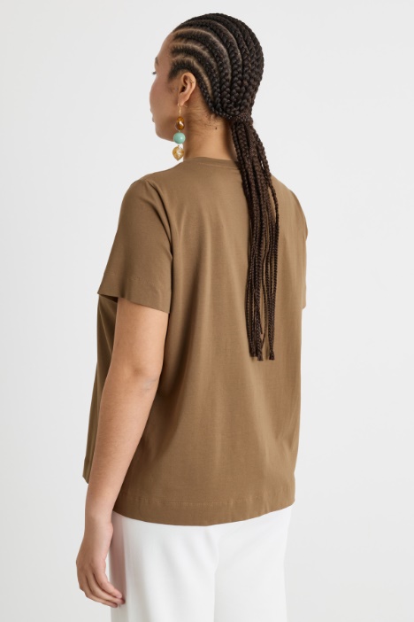 T-shirt in jersey con ricamo e stampa