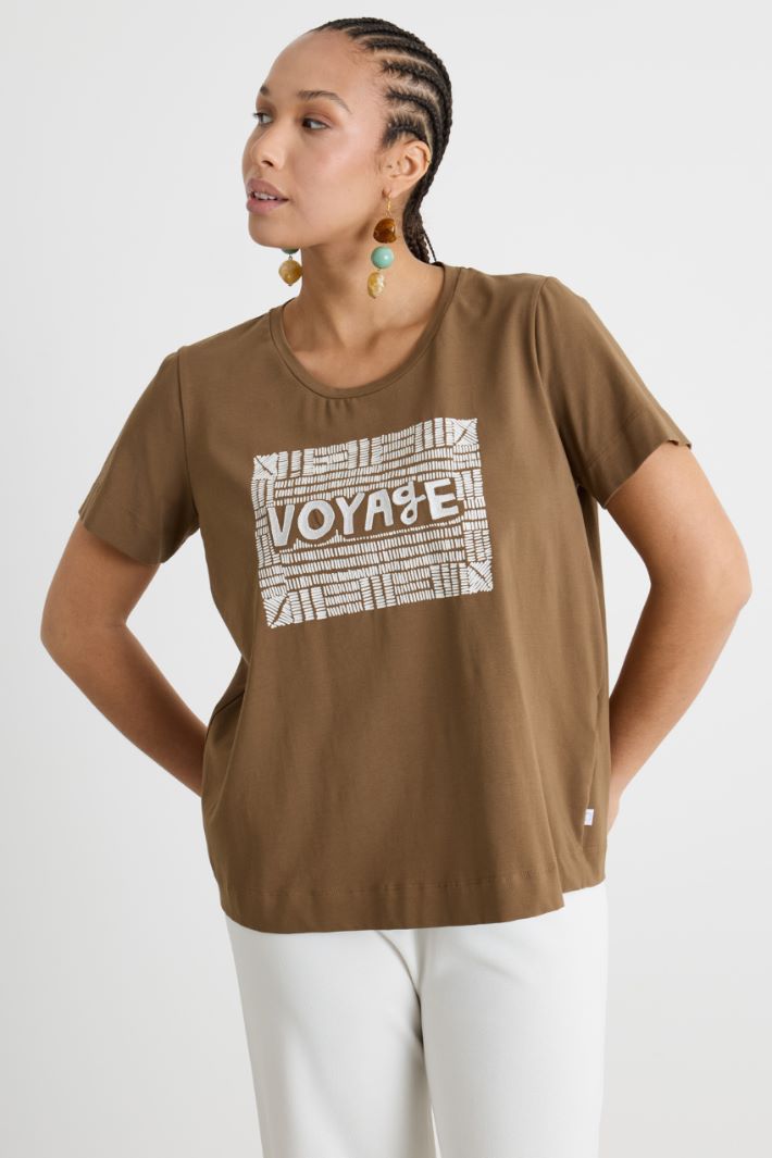 Jersey T-shirt with embroidery and print Intrend - 2