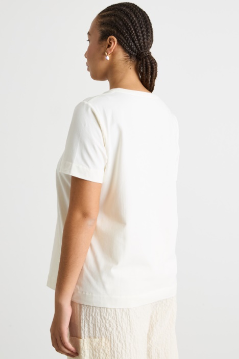 T-shirt in jersey con ricamo e stampa