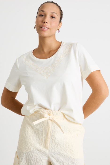 Jersey T-shirt with embroidery and print Intrend