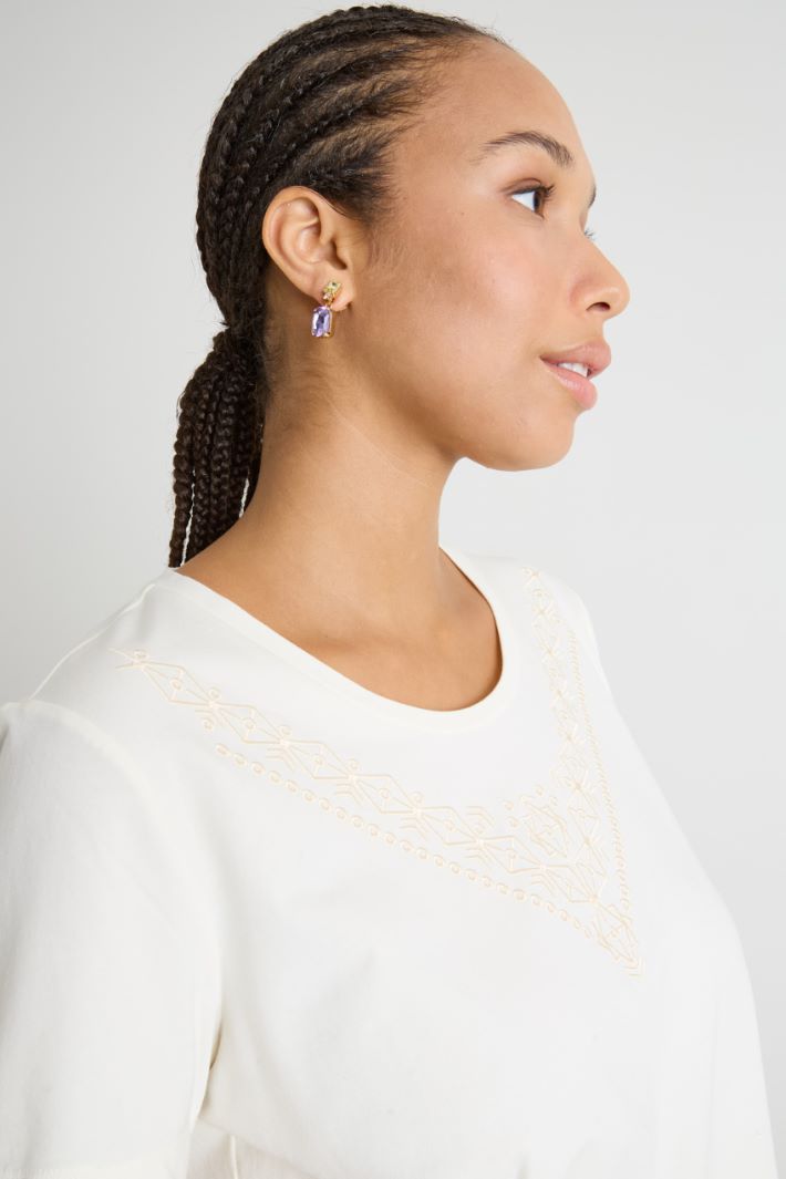 Jersey T-shirt with embroidery and print Intrend - 3