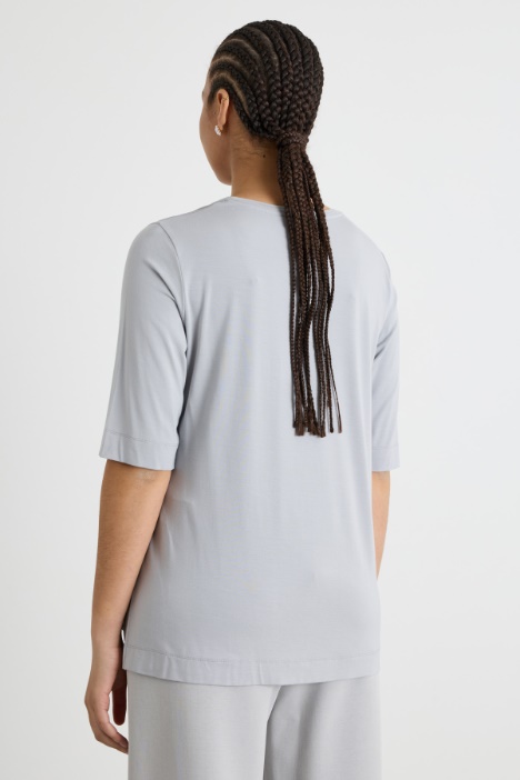 T-shirt in jersey e raso