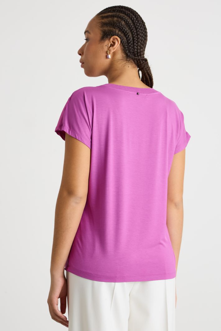 Stretch jersey and satin T-shirt Intrend - 4