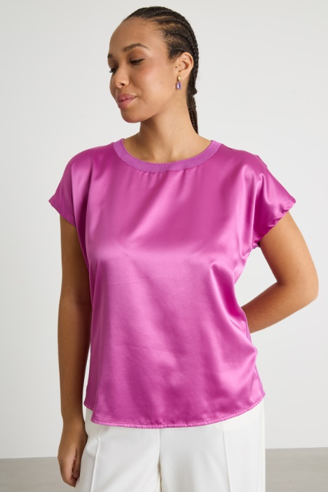 Stretch jersey and satin T-shirt Intrend