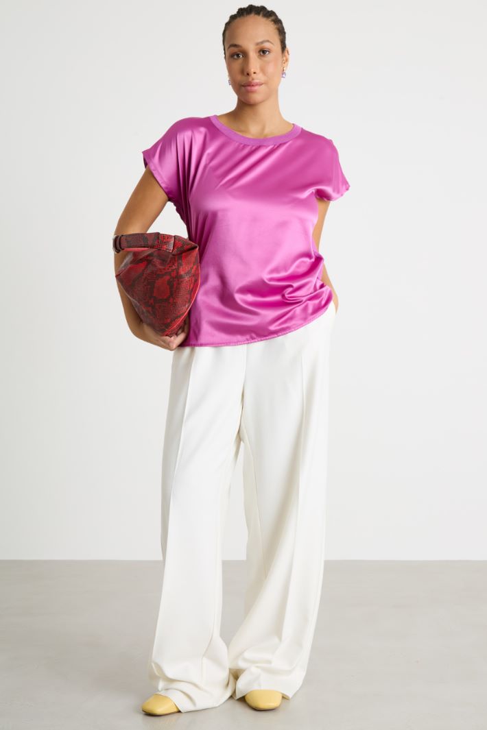 Stretch jersey and satin T-shirt Intrend