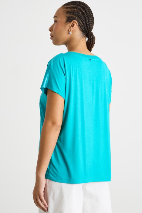 T-shirt in jersey stretch e raso
