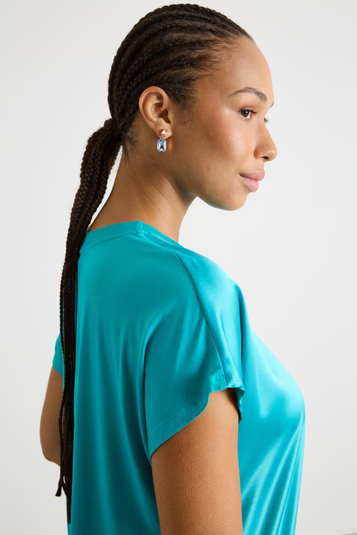 Stretch jersey and satin T-shirt Intrend - 3