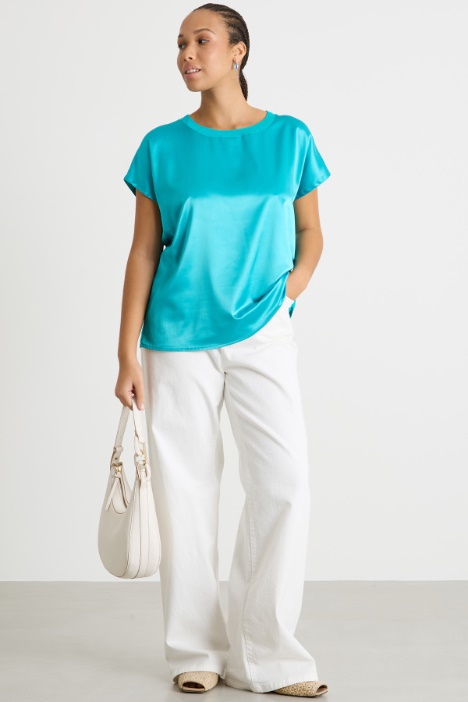 Stretch jersey and satin T-shirt Intrend