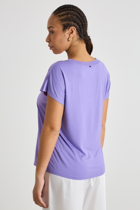 T-shirt in jersey stretch e raso
