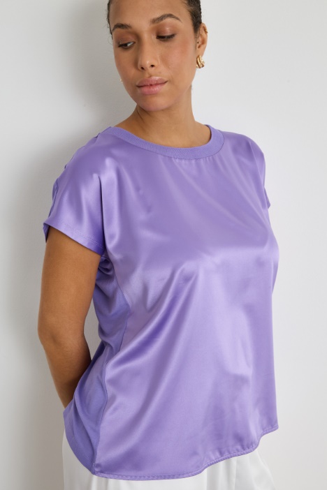 Stretch jersey and satin T-shirt Intrend