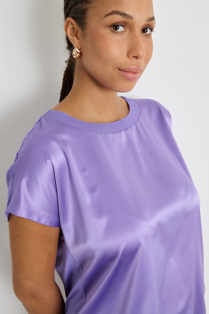 Stretch jersey and satin T-shirt Intrend - 3