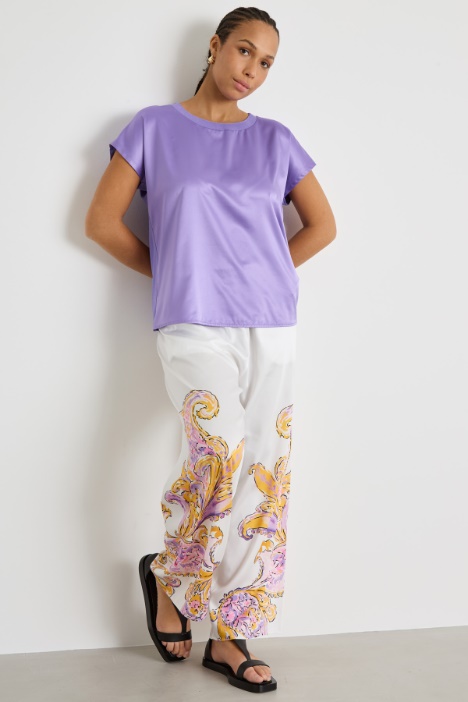 T-shirt in jersey stretch e raso Intrend