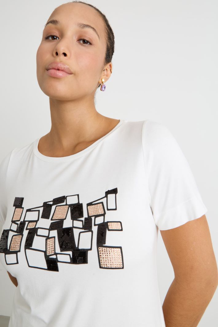 Embroidered jersey T-shirt Intrend - 3